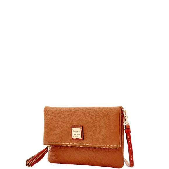 Dooney & Bourke Pebble Grain Foldover Zip Crossbody Shoulder Bag - Caramel - Picture 2 of 4